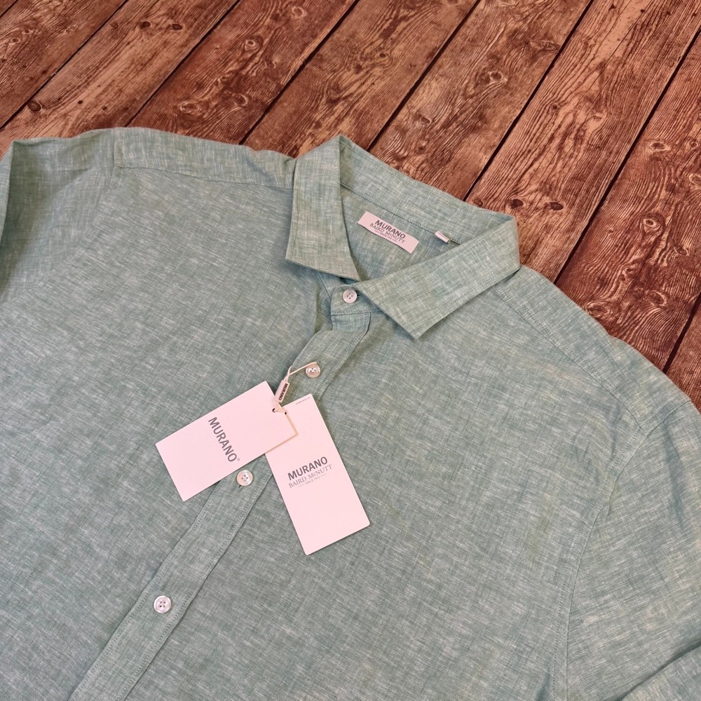 Murano Baird McNutt Shirt Mens 2XT Green Linen Blend Long Sleeve Tall NWT